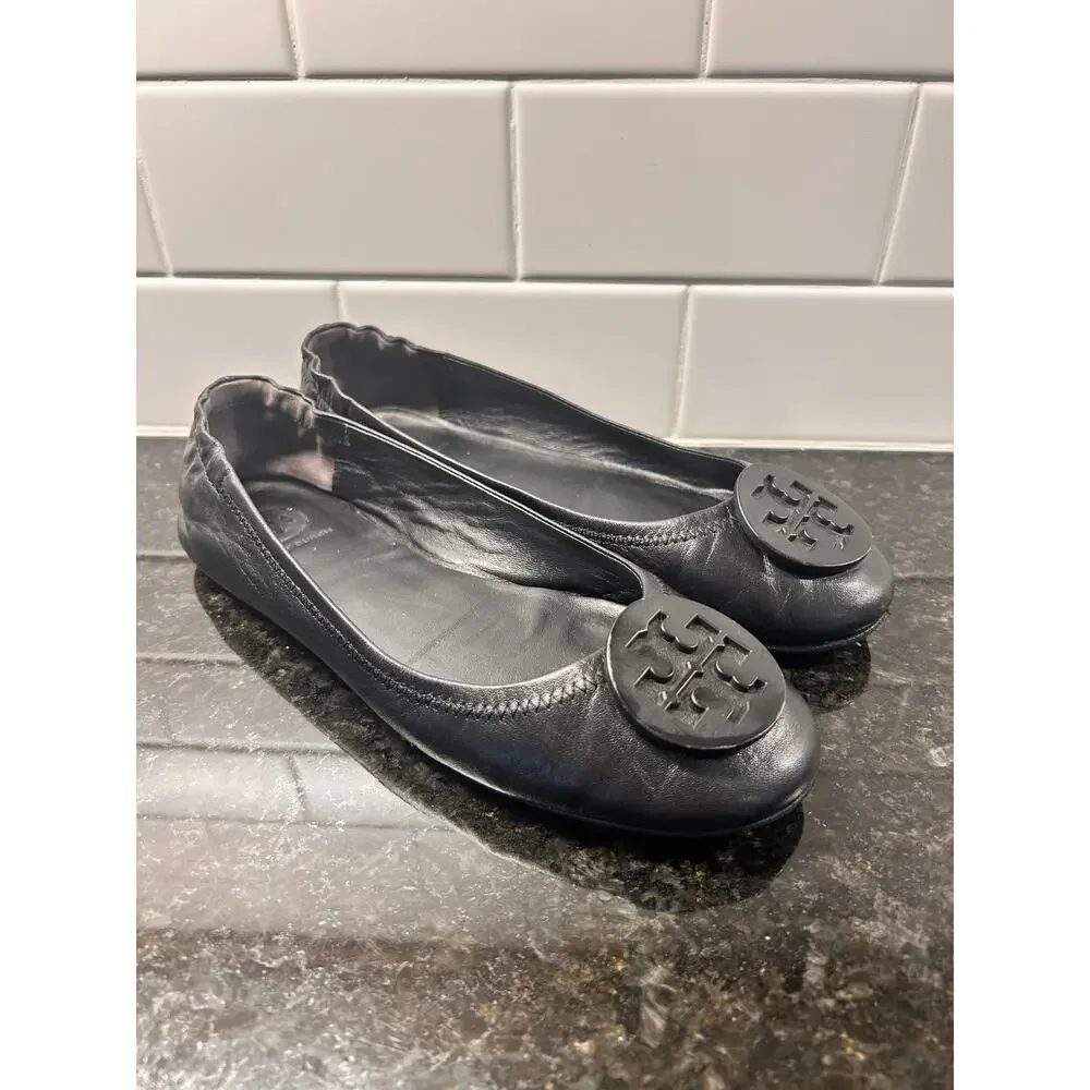 Tory Burch Women's Travel Ballet Flats Shoes Logo Decoration Black Size‎ 7.5